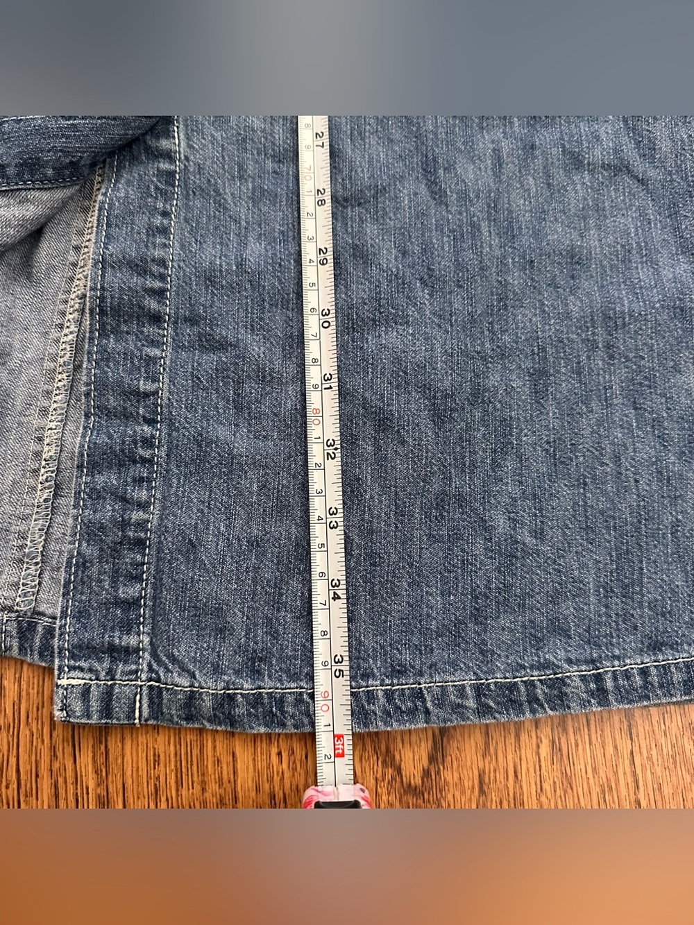 Calvin Klein Button-Front Denim Skirt Medium Blue vintage modest 5/6 cotton - Picture 9 of 12